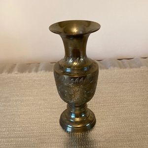 Solid Brass Etched Vintage Bud Vase Made in India